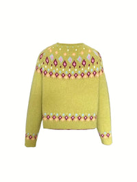 Maribel | Fair Isle Knit Cardigan in Green