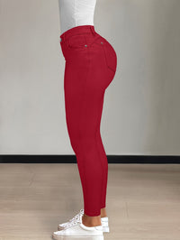 Emmeline | High-Waisted Skinny Jeans in Red