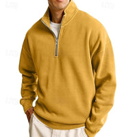 Sutton | Men's Quarter Zip Sweatshirt with Stand Collar and Roomy Fit
