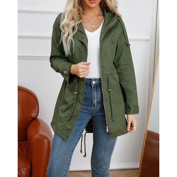 Esme | Women's Longline Utility Coat with Hood and Flattering Shape
