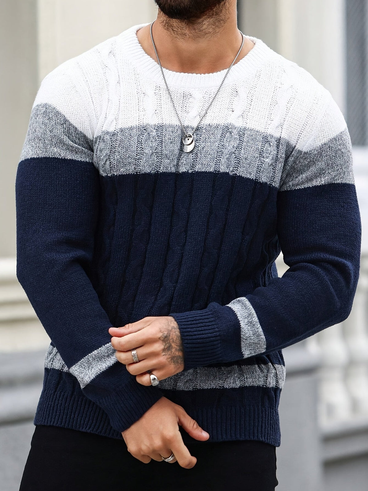 Nigel | Textured Cable-Knit Jumper in Mixed colours