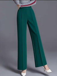 Marlene | High-Waisted Straight-Leg Trousers in Green