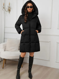 Miriam | Hooded Longline Puffer Coat in Black