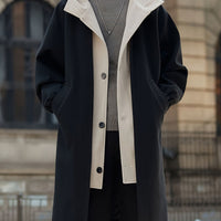 Cornelius | Layered Hooded Longline Coat in Black