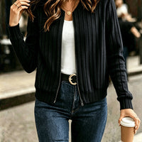 Sloane | Refined Ribbed Zip-Up Jacket in Dark Grey