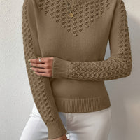 Lorena | Pointelle Knit Sweater in Brown
