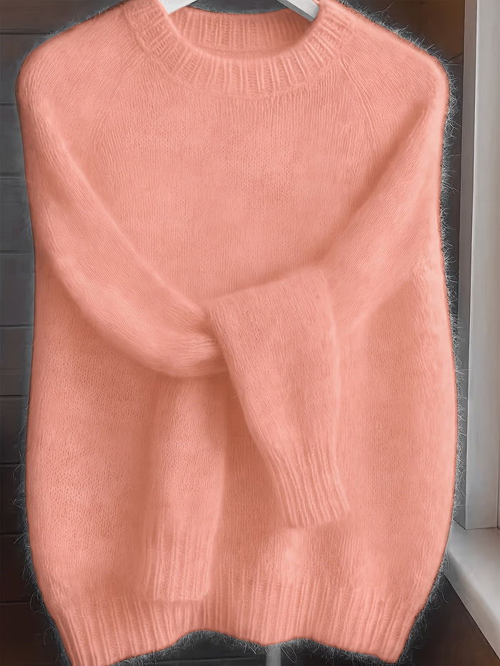 Juliana | Softly Textured Round-Neck Sweater in Sky Blue