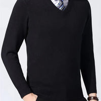 Conrad | Refined V-Neck Sweater in Black