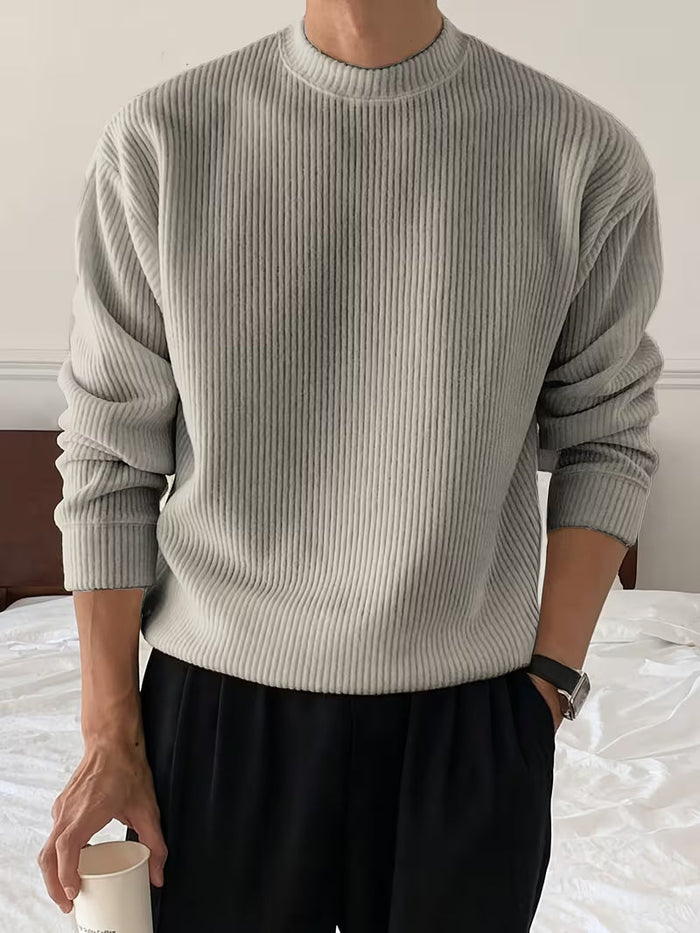 Harry | Knitwear Long Sleeve Ribbed Shirt in Beige