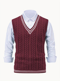 Lionel | Classic Cable-Knit Sweater Vest in Burgundy
