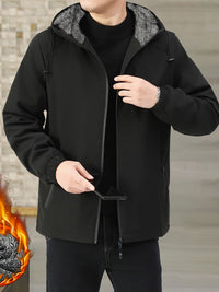Calvin | Warm Hooded Zip-Up Jacket in Black