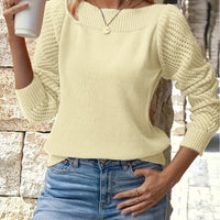 Marion | Openwork Sleeve Sweater in Light Purple