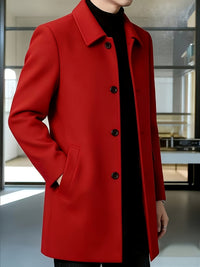 Cedric | Tailored Single-Breasted Overcoat in Red