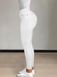 Emmeline | High-Waisted Skinny Jeans in Burgundy