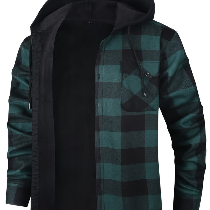 Rowan | Men's Shirt Jacket with Hood and Check Pattern