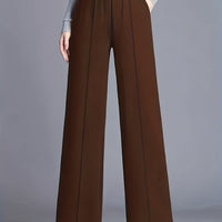 Marlene | High-Waisted Straight-Leg Trousers in Dark Brown