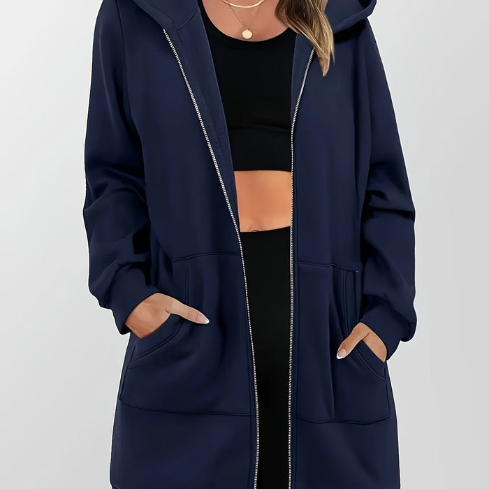 Agnes | Women's Longline Hooded Jacket with Full Zip and Soft Lining