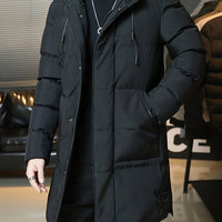 Marcus | Hooded Longline Padded Coat in Black