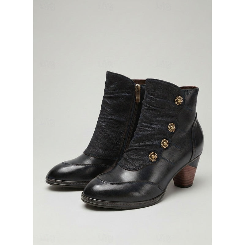 Maisie | Women's Ankle Boots with Ruched Finish and Button Detail