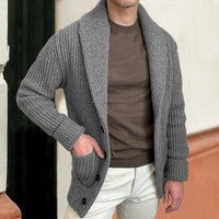 Desmond | Men's Knit Cardigan with Shawl Collar and Ribbed Texture