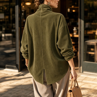 Tina | Women's Corduroy Jacket with Funnel Collar and Curved Hem