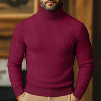 Hollis | Cable-Knit Roll Neck Jumper in Black