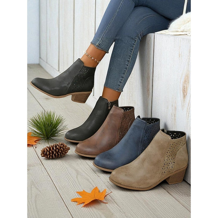 Adrienne | Women's Ankle Boots with Cutout Detail and Low Block Heel