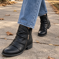 Sybil | Women's Ankle Boots with Ruched Shaft and Block Heel