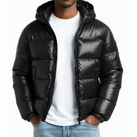 Curtis | Men's Hooded Puffer Jacket with Quilted Panels and Clean Line