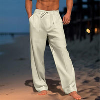Victor | Classic Plain Wide Trousers in White