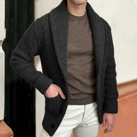 Desmond | Men's Knit Cardigan with Shawl Collar and Ribbed Texture