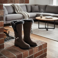 Meredith | Women's Knee High Winter Boots with Fur Trim and Warm Lining