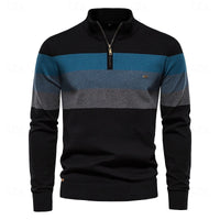 Reuben | Men's Quarter Zip Jumper with Colour Block and Warm Knit