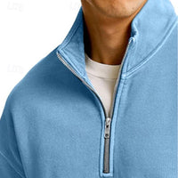 Sutton | Men's Quarter Zip Sweatshirt with Stand Collar and Roomy Fit