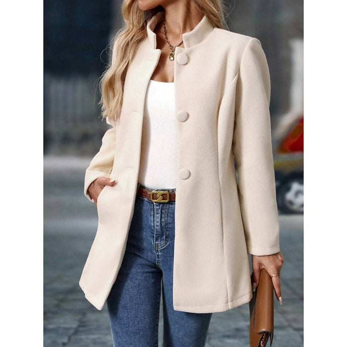 Ingrid | Women's Coat with Stand Collar and Button Front