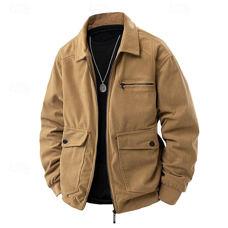 Roman | Textured Lapel Jacket in Khaki