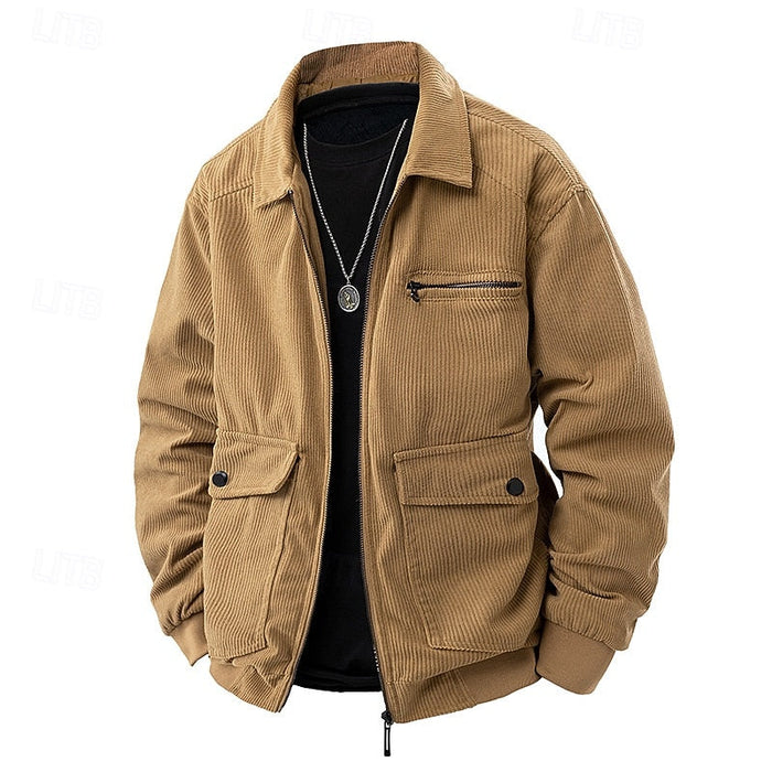 Roman | Textured Lapel Jacket in Khaki