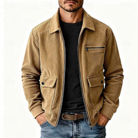 Roman | Textured Lapel Jacket in Khaki