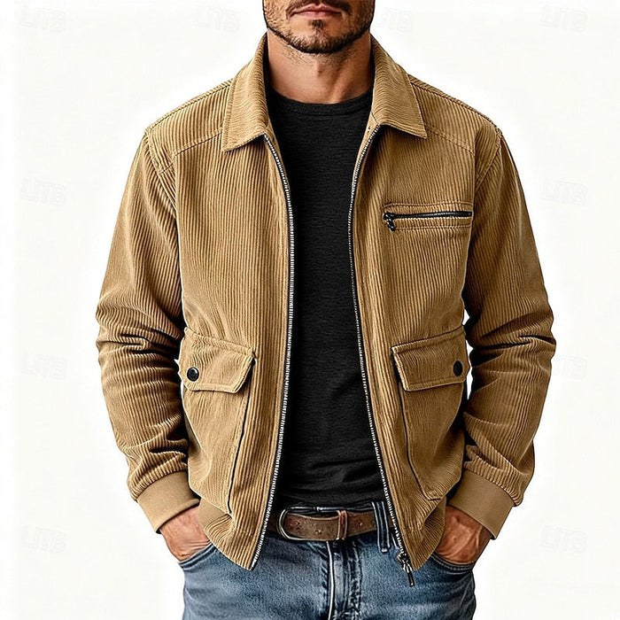 Roman | Textured Lapel Jacket in Khaki