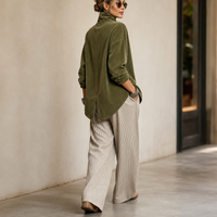 Tina | Women's Corduroy Jacket with Funnel Collar and Curved Hem
