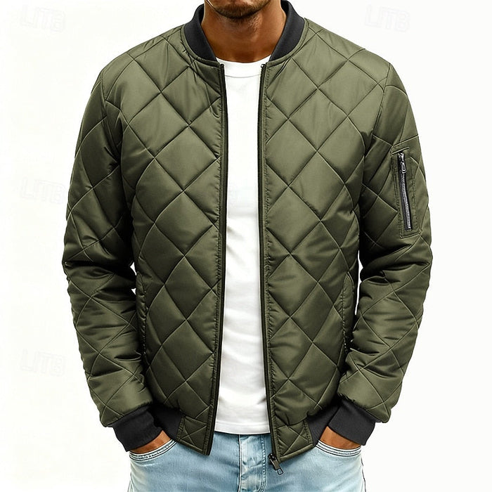 Cole | Men's Quilted Bomber Jacket with Diamond Stitch and Clean Lines