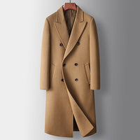 Montgomery | Double-Breasted Longline Overcoat in Khaki