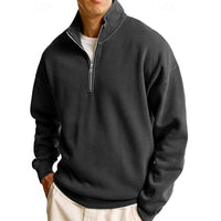 Sutton | Men's Quarter Zip Sweatshirt with Stand Collar and Roomy Fit