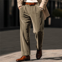 Gareth | Tailored Straight-Leg Trousers in Khaki