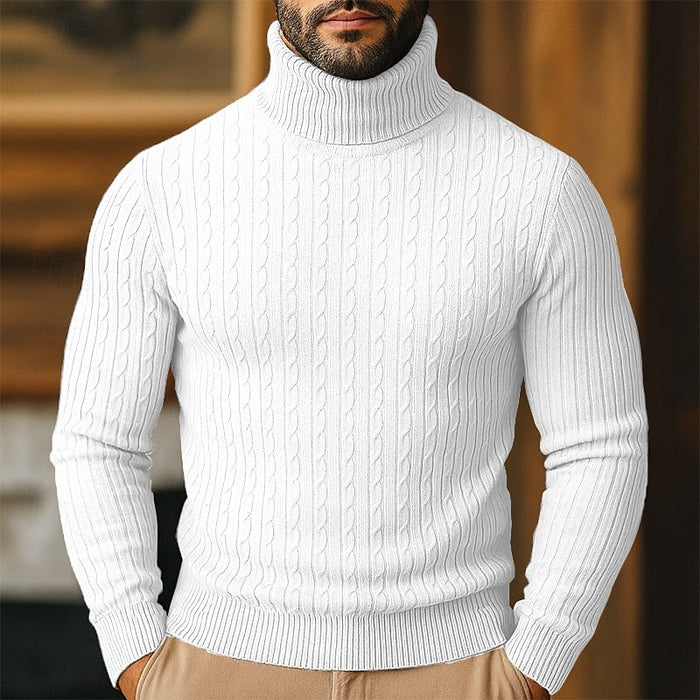 Hollis | Cable-Knit Roll Neck Jumper in Grey