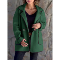 Fleur | Women's Tailored Coat with Contrast Trim and Loose Fit