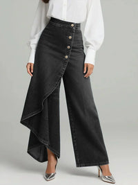 Morgan | Elegant High Waisted Wide-leg Pants in Blue