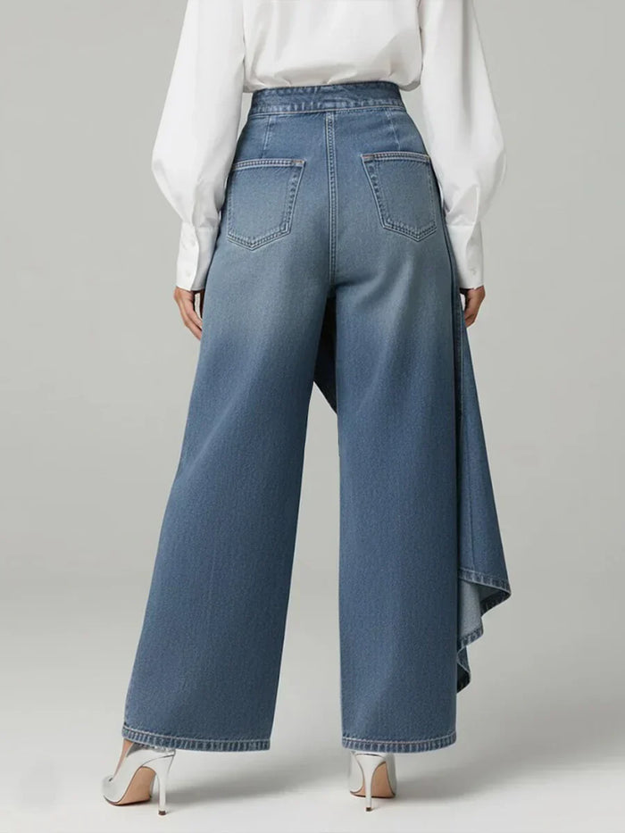 Morgan | Elegant High Waisted Wide-leg Pants in Blue