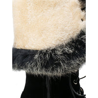 Brenna | Women's Knee High Boots with Fur Cuff and Lace Up Front