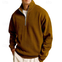Sutton | Men's Quarter Zip Sweatshirt with Stand Collar and Roomy Fit